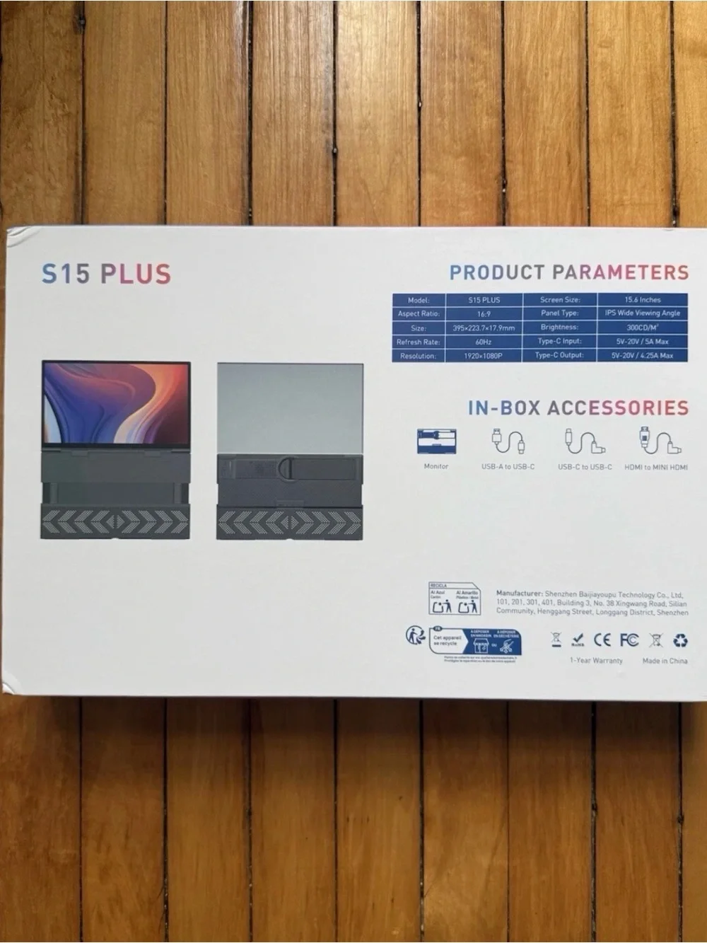 S15 PLUS Dual Monitor Extender 15.6” IPS FHD 1080P USB-C HDMI Open Box